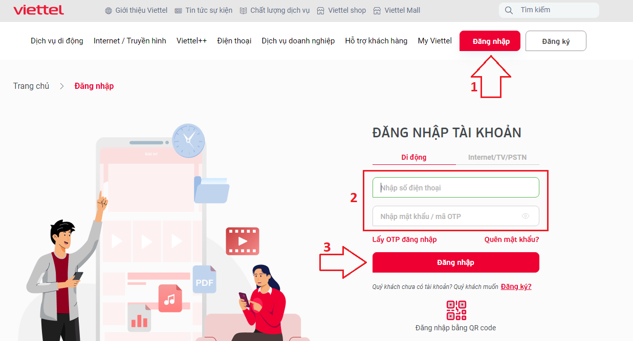 kiểm tra tin nhắn và cuộc gọi của mạng Viettel thông qua web