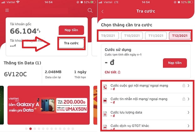 kiểm tra tin nhắn và cuộc gọi của mạng Viettel thông qua my viettel