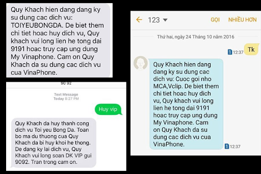 kiểm tra những dịch vụ đang sử dụng của Vinaphone